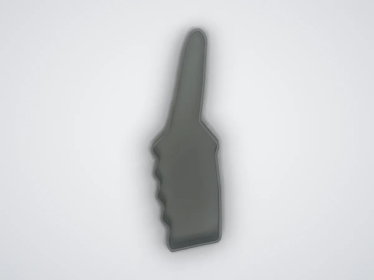 The thin ShadowFit test piece printed for the snips, empty