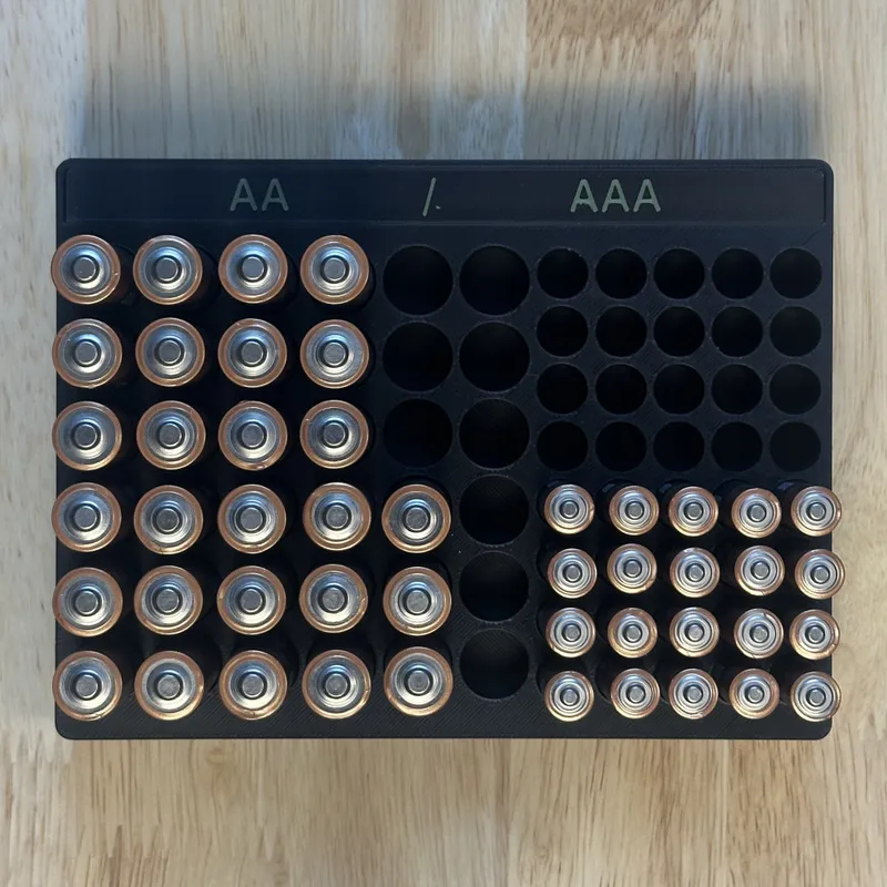 A tray of AA and AAA batteries, labeled AA and AAA